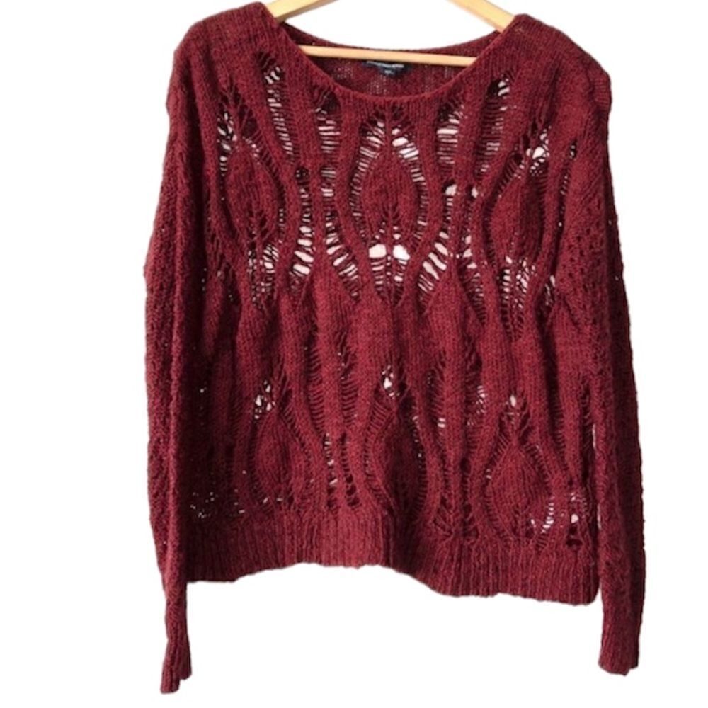 ✨ American Eagle Maroon Open Knit Boxy Sweater✨